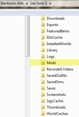 creating mods folder sims 3